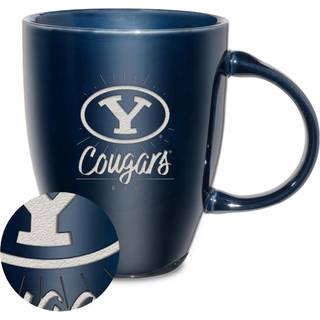 Rico Industries NCAA BYU Cougars Sunburst Navy 18oz laser indgraveret keramisk glans krus