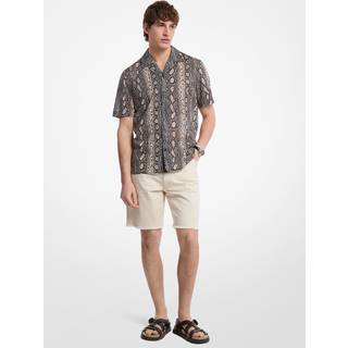 MK Snake Print Cotton Camp Shirt - Black - Michael Kors - XS