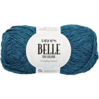 DROPS Belle 17 Petrol Indhold: 53% Bomuld, 33% Viskose, 14% Hør Garngruppe: B (20 - 22 masker) / 8 ply / DK / worsted Vægt/længde: 50 g = ca. 120 meter Anbefalede pinde: 4.00 mm Strikkefasthed: 10 x 10 cm = 21 m x 28 p Finvask 30ºC / Tørres fladt.