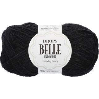 DROPS Belle 08 Sort Indhold: 53% Bomuld, 33% Viskose, 14% Hør Garngruppe: B (20 - 22 masker) / 8 ply / DK / worsted Vægt/længde: 50 g = ca. 120 meter Anbefalede pinde: 4.00 mm Strikkefasthed: 10 x 10 cm = 21 m x 28 p Finvask 30ºC / Tørres fladt.