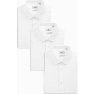 Next White Slim Fit Easy Care Short Sleeve Smart Shirts 3 Pack - EU 39 Regular