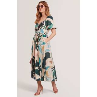 Ted Baker Ted Baker Moyla Printed Pufærme Midikjole med Ruched Detaljer - 42