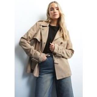 Lts Tall Stone Brown Faux Suede Trench Coat 14 Lts | Tall Women's Jackets