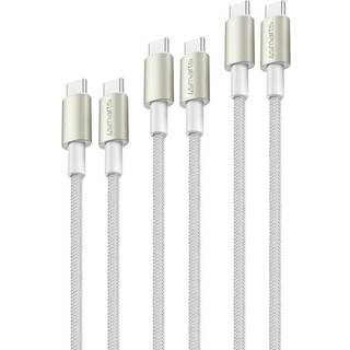 4smarts USB-C to USB-C cable Premium Cord 60W set of 3 0.5m+1.5m+3m white/silver