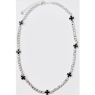Mens Cross Link Silver Necklace