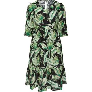 Evans Evans Curve Grøn Palm Tryk Tiered Midi Kjole - EU 54-56 (UK 26-28)