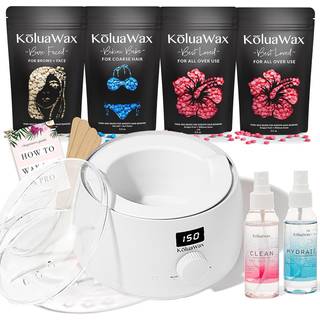 Koluawax Premium Waxing Kit til kvinder - Hot Melt Hard Wax Varmere til hårfjerning Øjenbryn Bikini Ben Face Brazilian Wax - Machine 4 -pack perl
