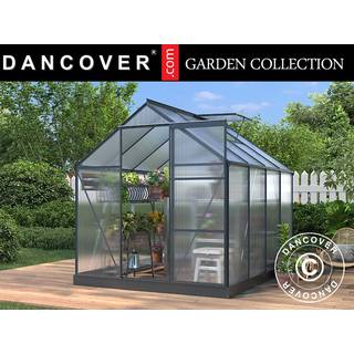 Drivhus Polycarbonat 4,75m², 1,9x2,5x2,05m m/sokkel, Sort