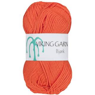 Viking Bjørk 551 Mørk Orange Indhold: 50% Bambus, 50% bomuld Vægt/længde: 50 g = ca. 147 meter Anbefalet pind: 3 mm Anbefalet hæklenål: 2.5 mm Strikkefasthed: 10 cm = 25 m Vask: 40°C / Tørres fladt.