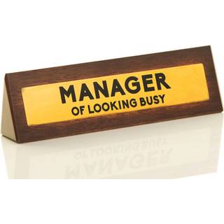 Boxer Gifts Manager for at se travlt Nyhed Wooden Desk Advarselsskilt | Sjov Office Humor -gave til kollega eller chef | 4,5 cm x 17,5 cm