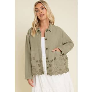 Yours Curve 100% bomuldsbroderet Shacket44
