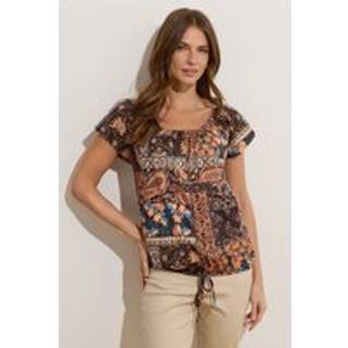M & Co M & Co Orange Tie Hem Scoop Neck Top