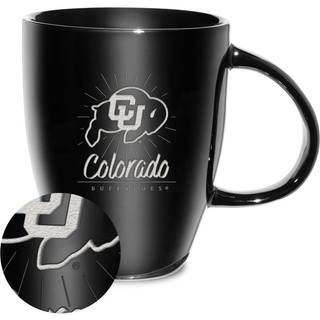 Rico Industries NCAA Colorado Buffaloes Sunburst Black 18oz laser indgraveret keramisk glans krus