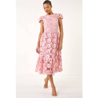 Roman Roman Pink Crochet Lace Dress