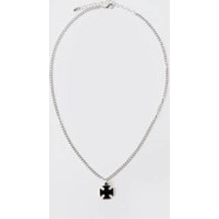 Mens Cross Pendant Necklace In Silver
