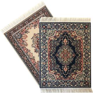 Sæt med 2 dukkehus tæpper miniature dukker hus tilbehør 10x7 tæpper rektangel legetøjsmøbler tæpperindretning