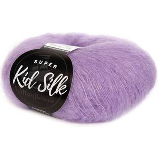Mayflower Super Kid Silk 77 Lilla dis Indhold: 76% mohair, 24% silke Vægt/Længde: 25 g = ca. 195 m Anbefalede pinde: 4.5-5 mm Strikkefasthed: 10 x 10 cm = 22 m x 27 p Vask:Håndvask/ Tåler ikke tørretumbling.