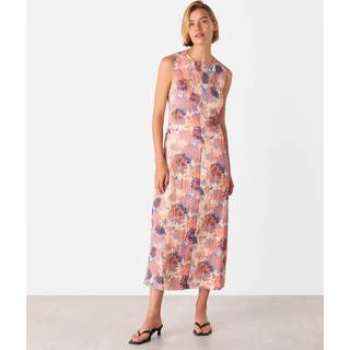 Whistles Whistles Pink Floral Print Textured Midi Dress