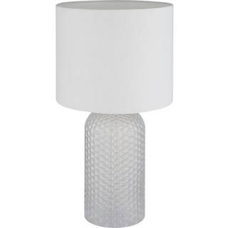 Sofia bordlampe, hvid, højde 50 cm, stof/glas