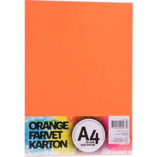 Farvet karton A4 10 ark - orange