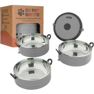 Sundt menneskeligt rejsets kæledyr Bento Bowls-Human-kvalitet Rustfrit stål & BPA-fri lækage-bevis vand og madbeholder sæt til hunde og katte 2-p