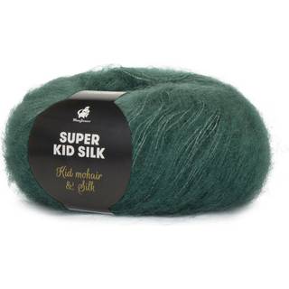 Mayflower Super Kid Silk 74 Grønne enge Indhold: 76% mohair, 24% silke Vægt/Længde: 25 g = ca. 195 m Anbefalede pinde: 4.5-5 mm Strikkefasthed: 10 x 10 cm = 22 m x 27 p Vask:Håndvask/ Tåler ikke tørretumbling.
