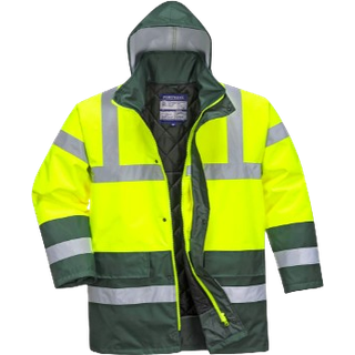 Hi-Vis 2-farvet trafikjakke -Gul/Grøn (Størrelse: S)