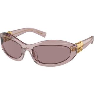 Miu Miu Kvinde MU 14ZS 12W20I Solbriller Acetat Violet Brun Geometrisk Normal