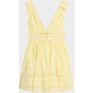 Self-Portrait Broderie anglaise cotton minidress - yellow - XXXS