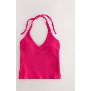 Next Raspberry Pink Crinkle Halterneck Tankini Top