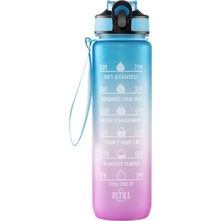 Beauty Rebels Motivational Water Bottle 1 L Blue Lilac