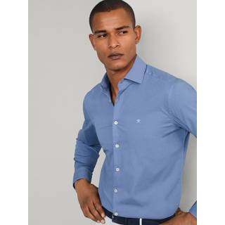 Hackett Hacket Tailored Fit Blue Garment Dyed Poplin Shirt