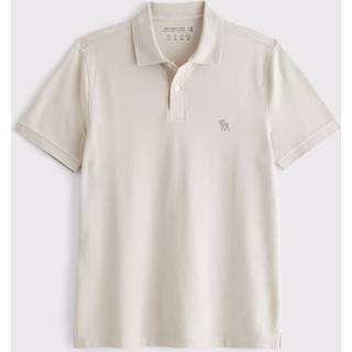 Abercrombie & Fitch Abercrombie & Fitch Cream Logo Textured Polo Shirt