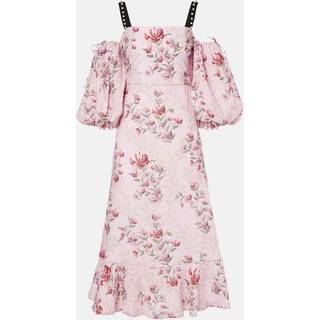 Agua by Agua Bendita Mercedes Wisteria floral linen midi dress - pink - XS