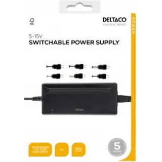 Deltaco universaloplader 5-15V max 36W med 6 udskiftelige spidser