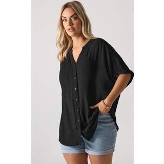Yours Curve Yours Curve Black Swiss Dot Crinkle Notchneck Top