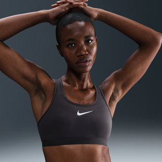 Justerbar Nike Swoosh-sports-bh uden indlæg og med kraftig støtte til kvinder - grå - L (A-B)