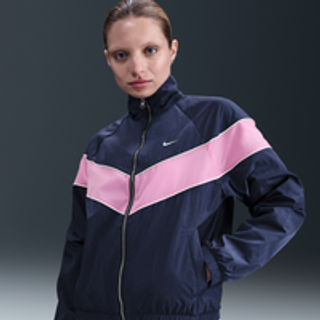 Løstsiddende UV-vævet Nike Windrunner-jakke med fuld lynlås til kvinder - blå - XL (EU 48-50)