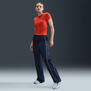 Vævede Nike Windrunner-bukser med høj talje og åben kant til kvinder - blå - L (EU 44-46)