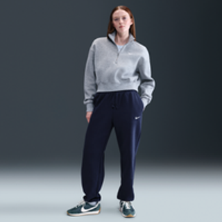 Overdimensionerede Nike Phoenix Fleece-sweatpants med høj talje til kvinder - blå - blå - XL Short