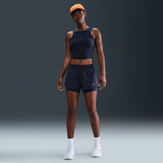 Nike One Dri-FIT 2-i-1-shorts med mellemhøj talje (7,5 cm) til kvinder - blå - XXL (EU 52-54)