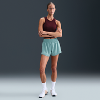 Højtaljede Nike One-Dri-FIT-2-in-1-shorts (7,5 cm) til kvinder - grøn - S (EU 36-38)