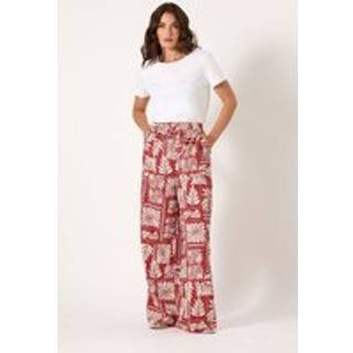 Lts Tall Rust Orange Palm Print Wide Leg Trousers Long > 16 Lts | Tall Women's Wide Leg Trousers - Long 16
