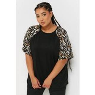 Yours Curve Yours Curve Black Zebra Print Raglan Detail Top