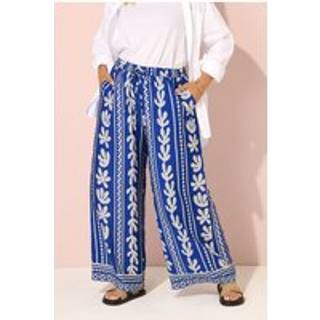 Yours Curve Yours Curve Blue Crinkle Wide Leg Trousers