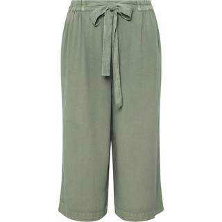 Yours Curve Yours Curve Green Chambray Tie Waist Crop Trousers