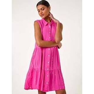 Roman Roman Pink Shimmer Buttoned Shirt Dress