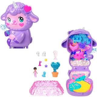 Polly Pocket Dolls & Playet Mysigt Dreamland Lamb Compact Travel Toy med 1 Micro Doll Pet Unicorn Food & Fashion Styling Accessories