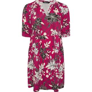 Yours Curve Yours Curve Pink Floral Print Notch Neck Dress