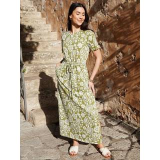Threadbare Threadbare Green Ruched Waist Jersey Midi Dress